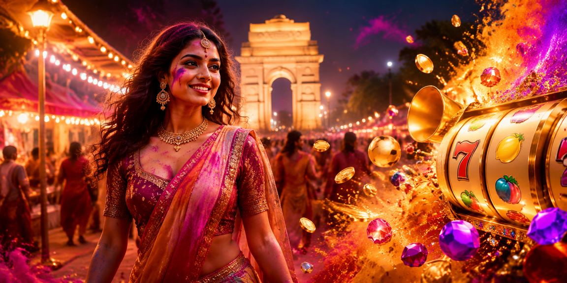 Players enjoy live casino games in a festive Holi atmosphere at Delhi India Gate